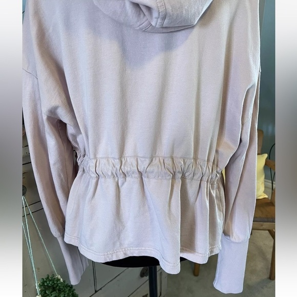 Young Fabulous And Broke Cardigan Jacket Sz M BLUSH Pink Hooded Wrap Drawstring - Picture 7 of 10